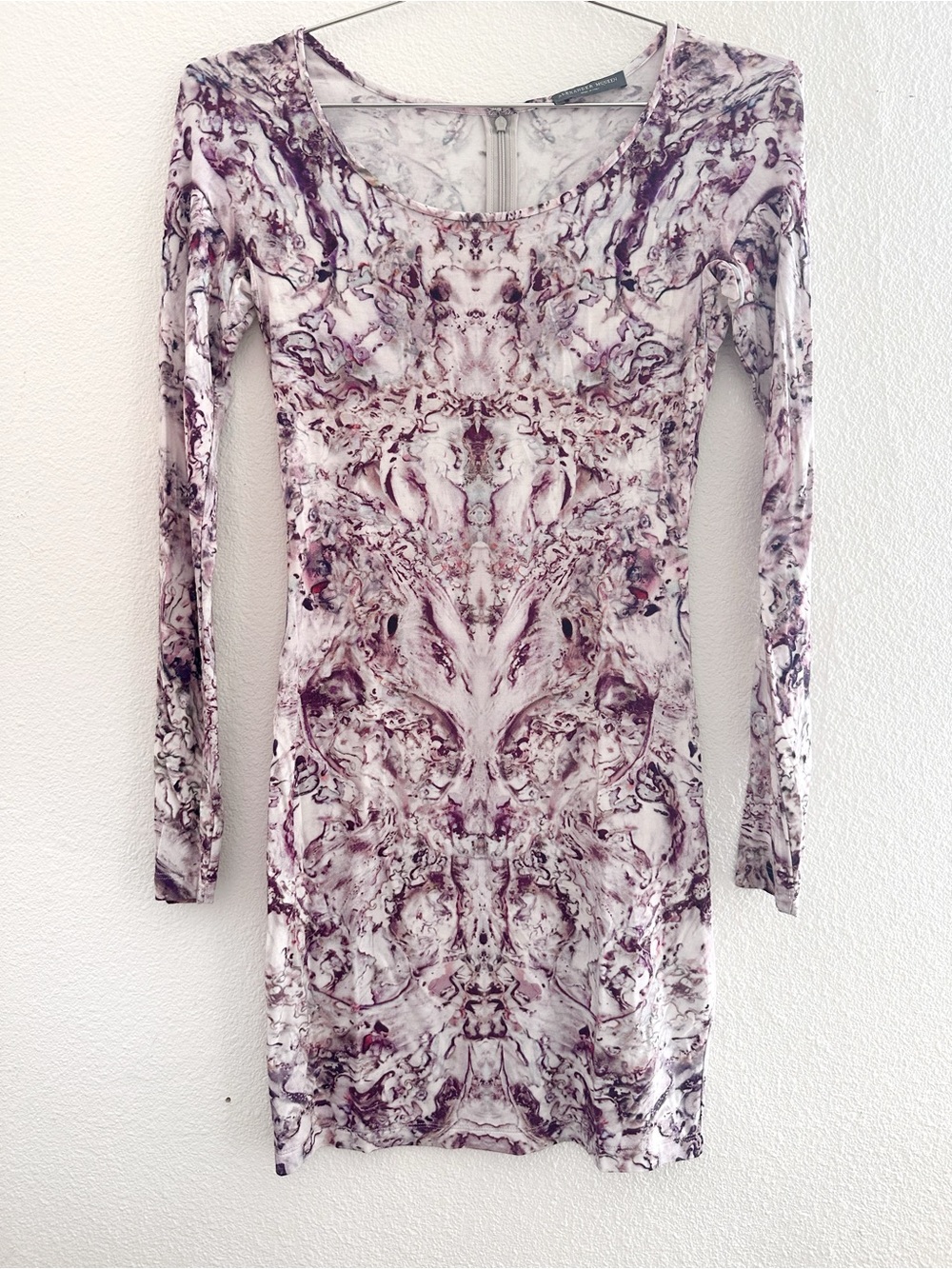 ALEXANDER MCQUEEN Body Con Dress Purple Print